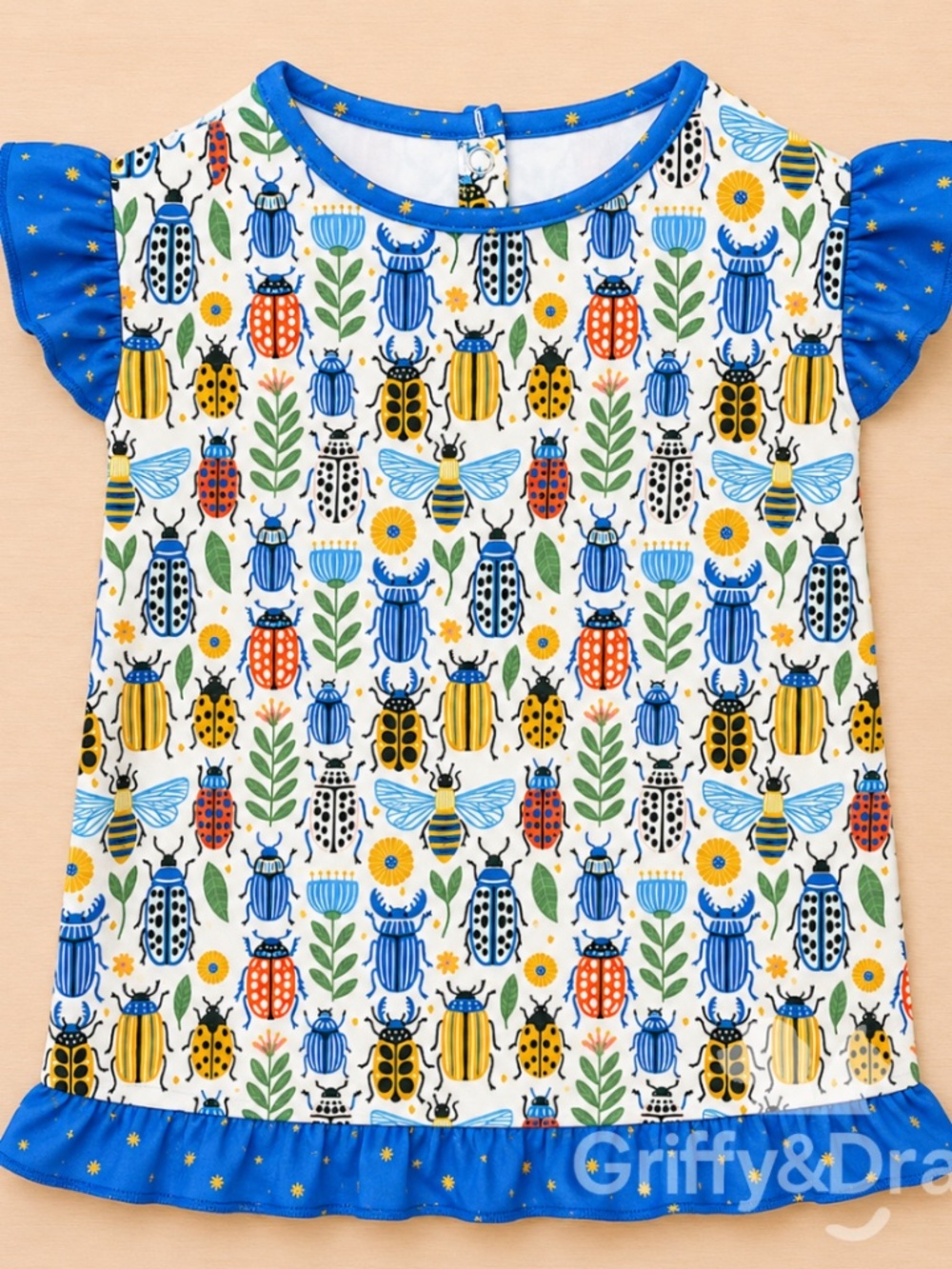 Griffy & Drake Dog Ruffle Shirt "Just Buggin Around"